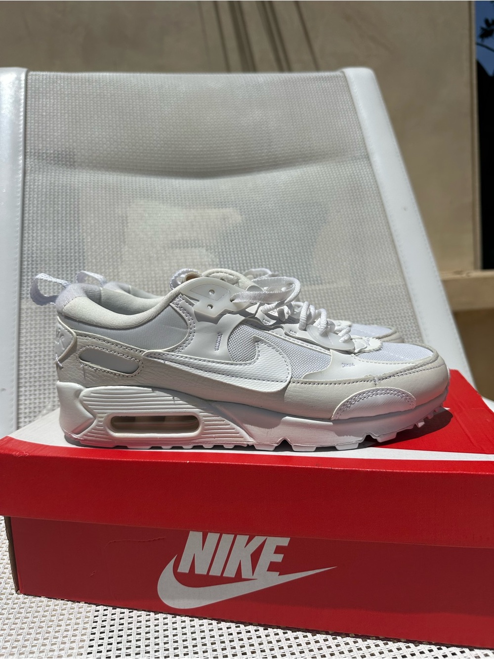 Nike women’s USA 8.5 Air Max 90 Futura. Sadly too small for me. Unworn.